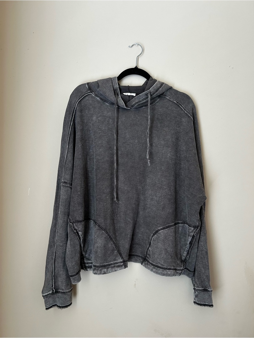 Washed Charcoal Hooded Sweater